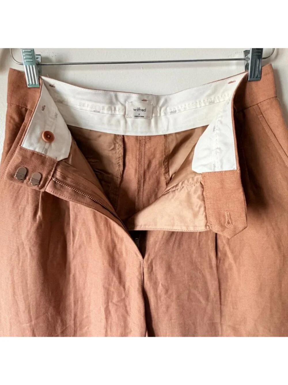 Wilfred The Effortless Pant Linen Blend Camel/Tan Size 8